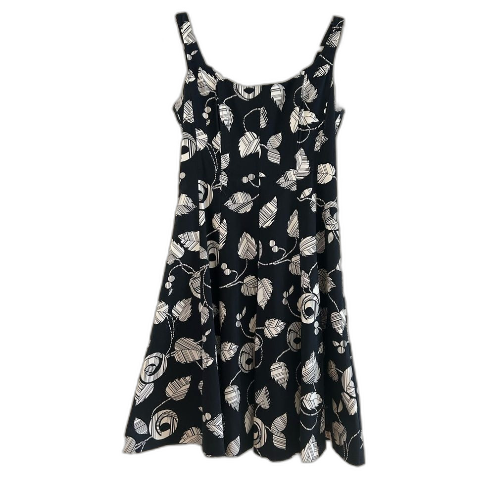 Nine West Black and White Fit and Flare Dress, Size 6